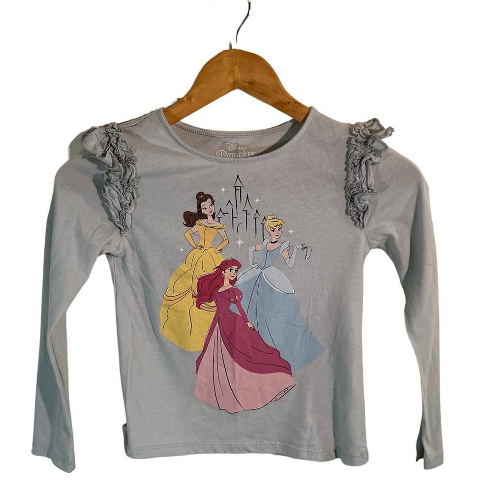 Disney Princess Girls Long Sleeve Shirt Size 7/8 Ruffle Belle Ariel Cinderella